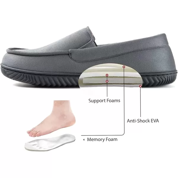 imageRockDove Mens Alexander Flannel Lined Loafer SlipperCharcoal
