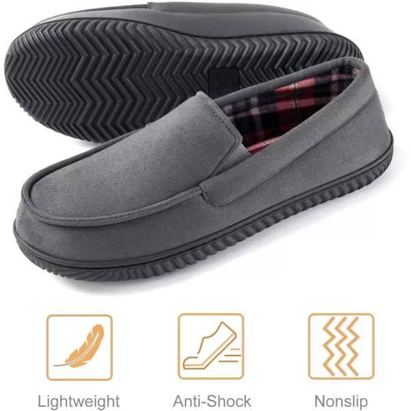 imageRockDove Mens Alexander Flannel Lined Loafer SlipperCharcoal