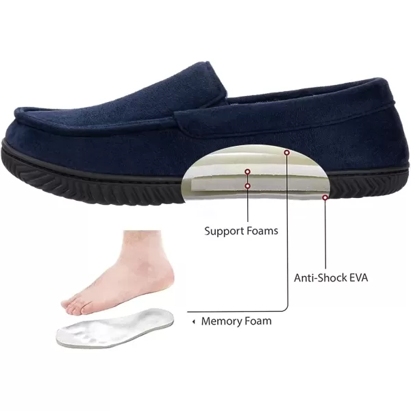 imageRockDove Mens Alexander Flannel Lined Loafer SlipperNavy