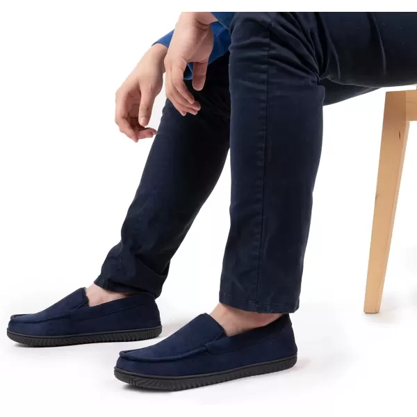 imageRockDove Mens Alexander Flannel Lined Loafer SlipperNavy