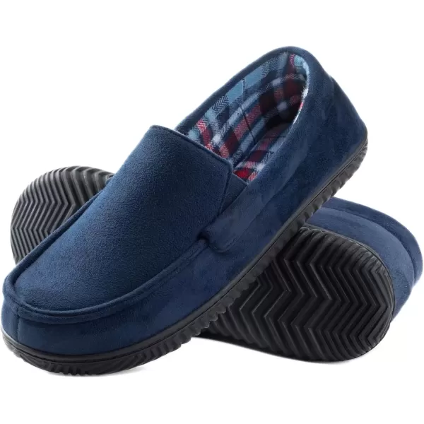imageRockDove Mens Alexander Flannel Lined Loafer SlipperNavy