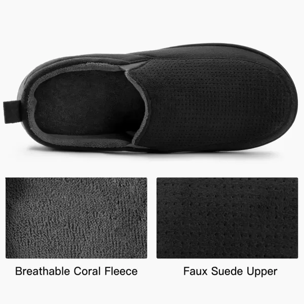 imageRockDove Mens Breathable Mesh Memory Foam Slipper with Nonslip SoleBlack
