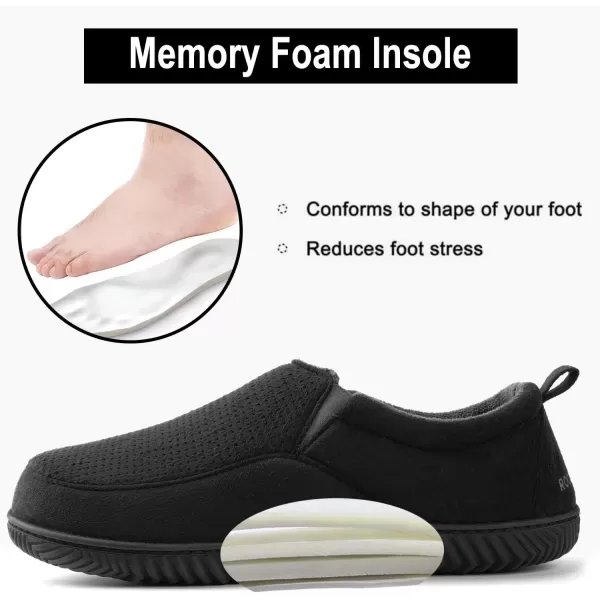 imageRockDove Mens Breathable Mesh Memory Foam Slipper with Nonslip SoleBlack