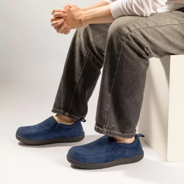 imageRockDove Mens Breathable Mesh Memory Foam Slipper with Nonslip SoleNavy Blue