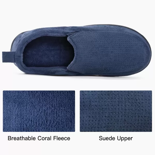 imageRockDove Mens Breathable Mesh Memory Foam Slipper with Nonslip SoleNavy Blue