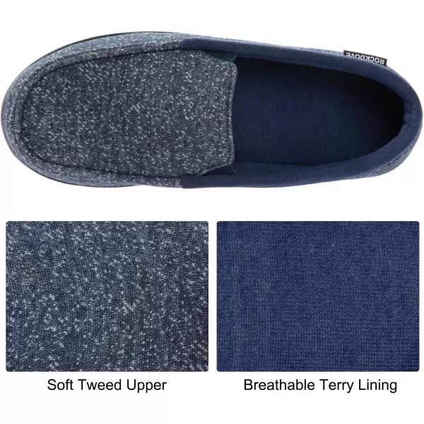 imageRockDove Mens Tweed Memory Foam Moc SlipperNavy