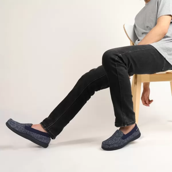 imageRockDove Mens Tweed Memory Foam Moc SlipperNavy