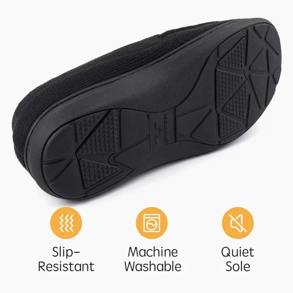 imageRockDove Mens Waffle Knit Memory Foam Moc Slipper with Removable InsoleBlack
