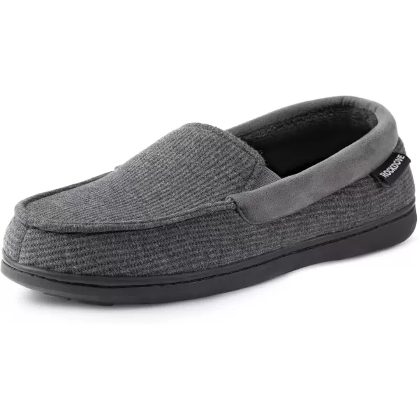 imageRockDove Mens Waffle Knit Memory Foam Moc Slipper with Removable InsoleDark Gray