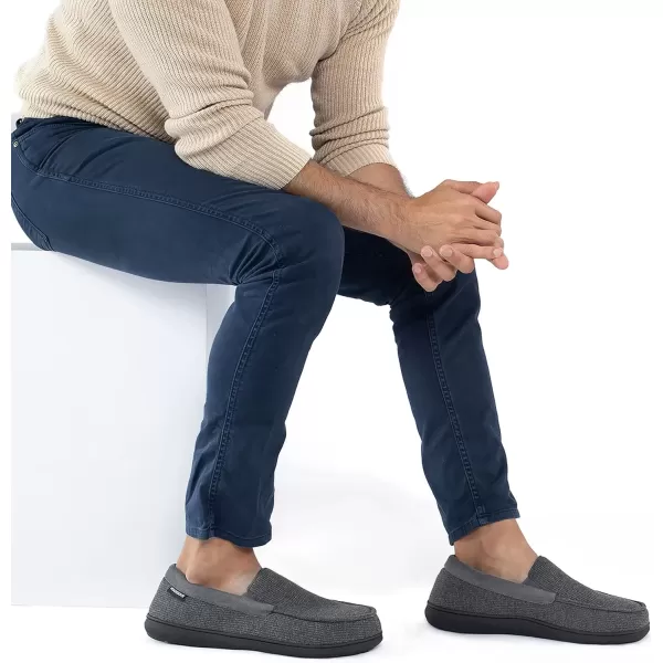imageRockDove Mens Waffle Knit Memory Foam Moc Slipper with Removable InsoleDark Gray