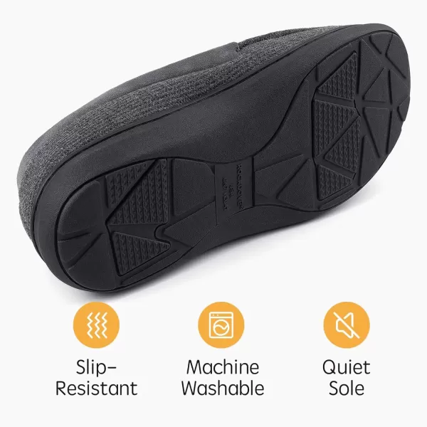imageRockDove Mens Waffle Knit Memory Foam Moc Slipper with Removable InsoleDark Gray