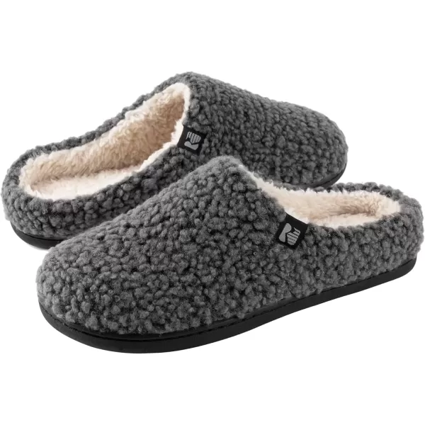 imageRockDove Set of 2 Pairs  US Size 1112 Womens Original TwoTone Slipper Eggplant Womens Plush Retreat Sherpa Fleece Clog Dark Grey