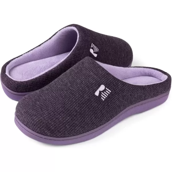 imageRockDove Set of 2 Pairs  US Size 1112 Womens Original TwoTone Slipper Eggplant Womens Plush Retreat Sherpa Fleece Clog Dark Grey