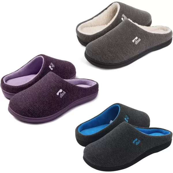 imageRockDove Set of 3 Pairs Original TwoTone Slipper GreyNatrue and Dark GrayBlue and Eggplant