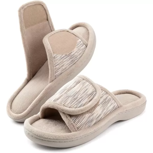 imageRockDove Womens Adjustable Wrap Memory Foam Slide SlipperBeige