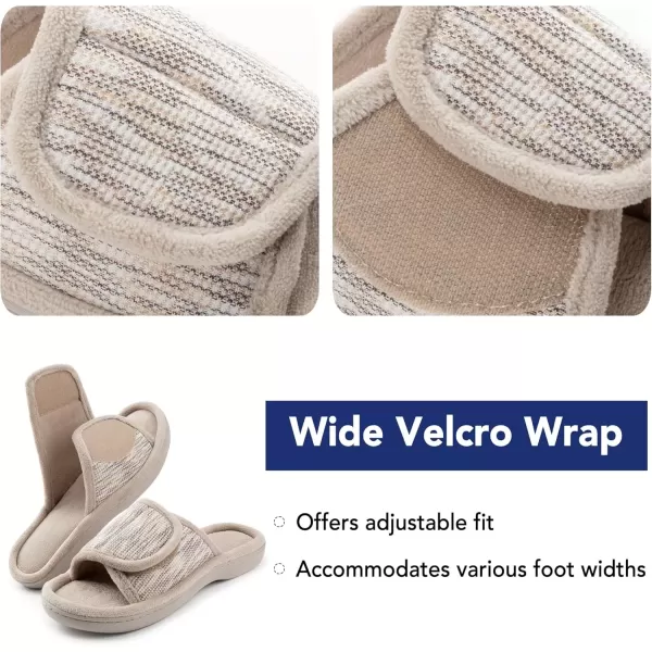 imageRockDove Womens Adjustable Wrap Memory Foam Slide SlipperBeige