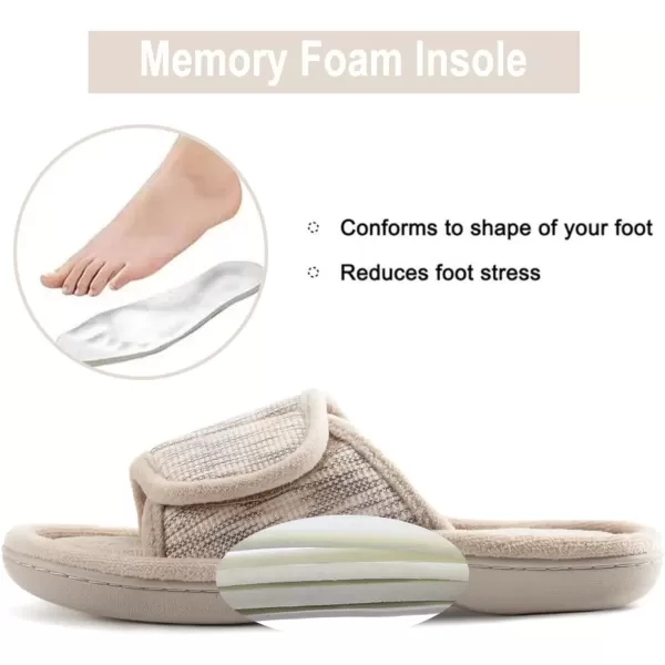 imageRockDove Womens Adjustable Wrap Memory Foam Slide SlipperBeige