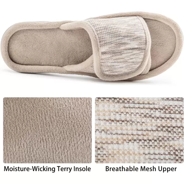 imageRockDove Womens Adjustable Wrap Memory Foam Slide SlipperBeige