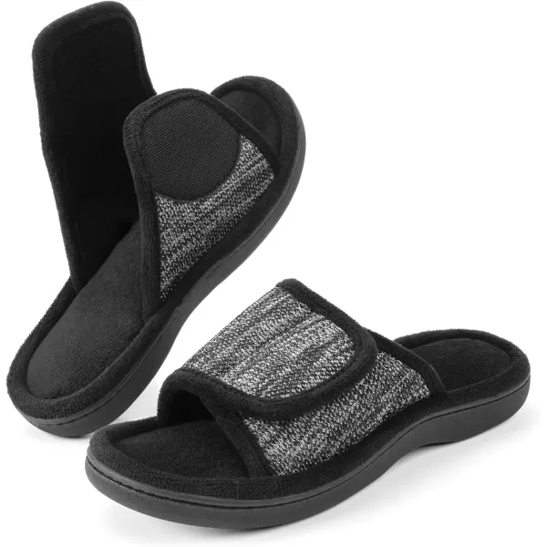 imageRockDove Womens Adjustable Wrap Memory Foam Slide SlipperBlack
