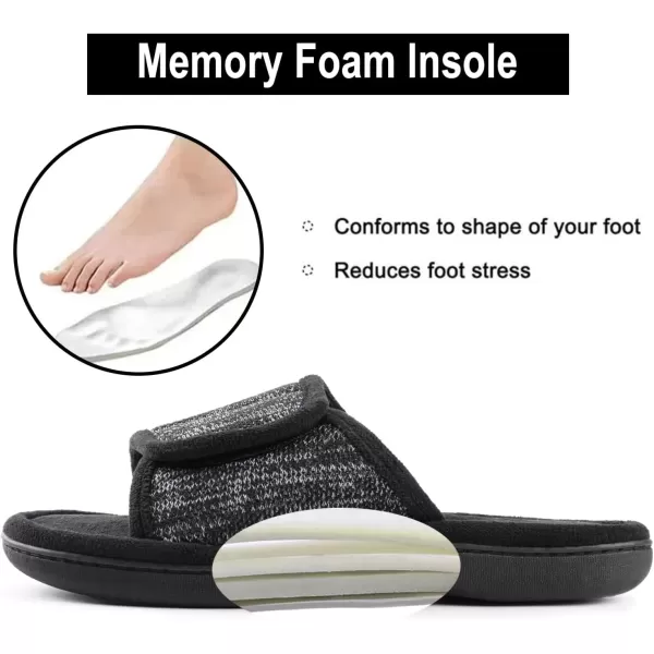 imageRockDove Womens Adjustable Wrap Memory Foam Slide SlipperBlack