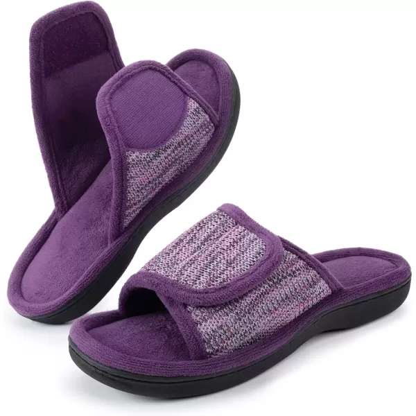 imageRockDove Womens Adjustable Wrap Memory Foam Slide SlipperEggplant