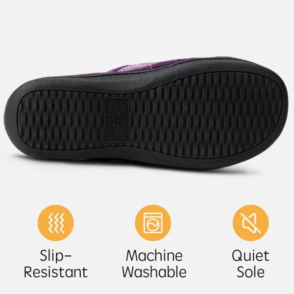 imageRockDove Womens Adjustable Wrap Memory Foam Slide SlipperEggplant