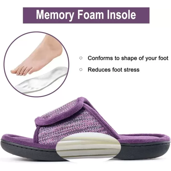 imageRockDove Womens Adjustable Wrap Memory Foam Slide SlipperEggplant