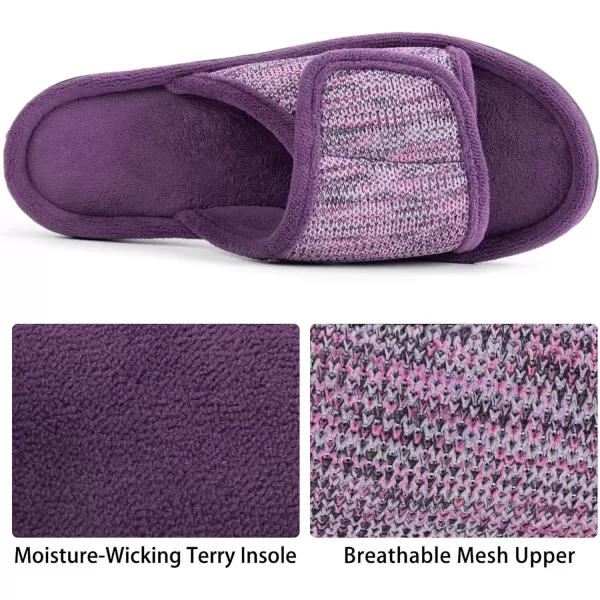 imageRockDove Womens Adjustable Wrap Memory Foam Slide SlipperEggplant