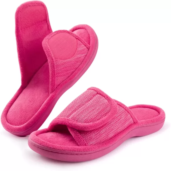 imageRockDove Womens Adjustable Wrap Memory Foam Slide SlipperHot Pink