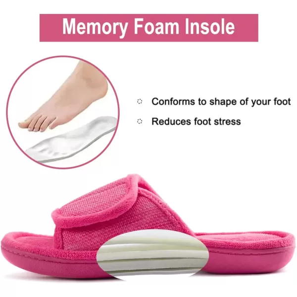 imageRockDove Womens Adjustable Wrap Memory Foam Slide SlipperHot Pink
