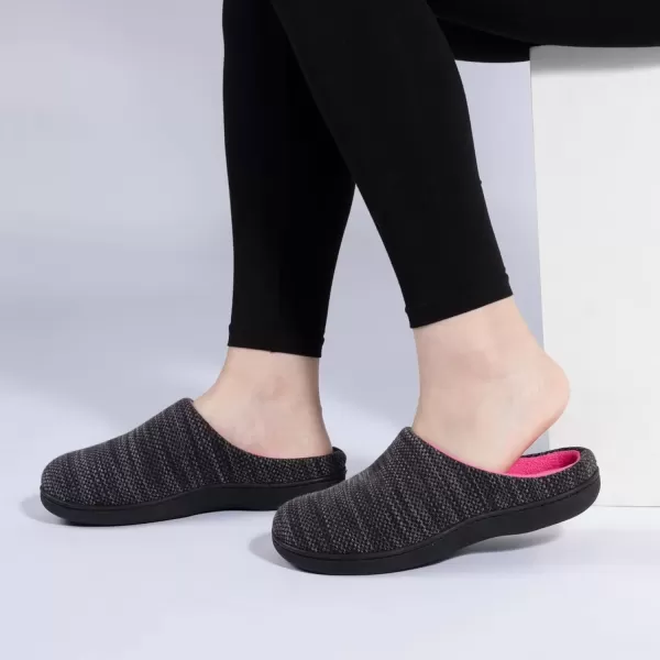imageRockDove Womens Birdseye Knit Memory Foam SlipperBlackFuchsia