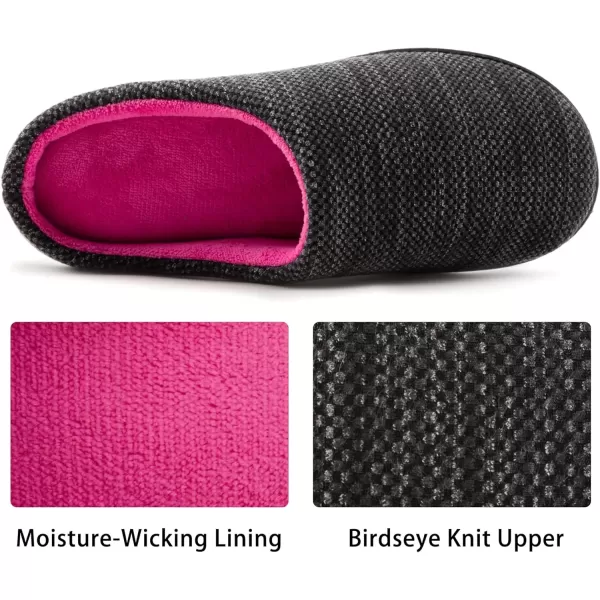imageRockDove Womens Birdseye Knit Memory Foam SlipperBlackFuchsia
