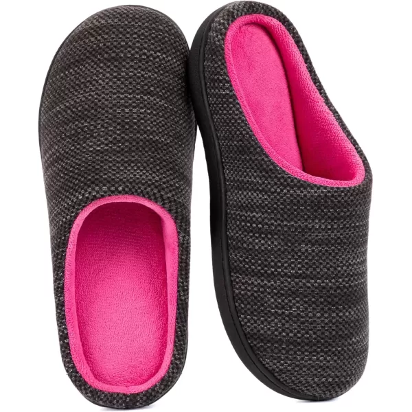 imageRockDove Womens Birdseye Knit Memory Foam SlipperBlackFuchsia