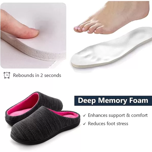 imageRockDove Womens Birdseye Knit Memory Foam SlipperBlackFuchsia