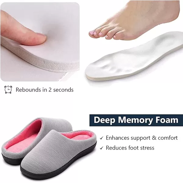 imageRockDove Womens Birdseye Knit Memory Foam SlipperGreyPink