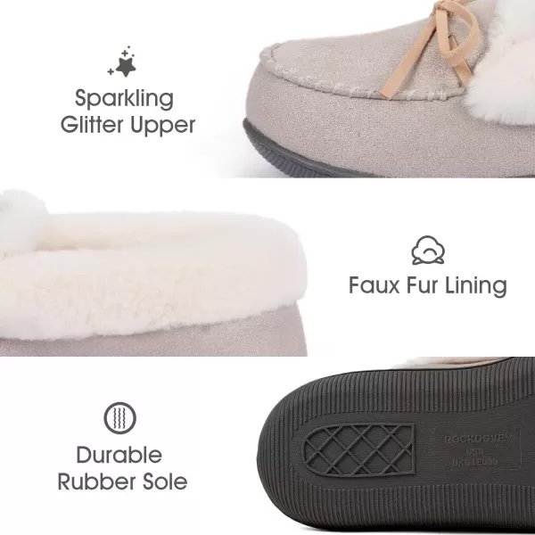 imageRockDove Womens Caroline Glittered Moccasin SlipperCloud Gray