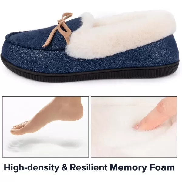 imageRockDove Womens Caroline Glittered Moccasin SlipperNavy Blue