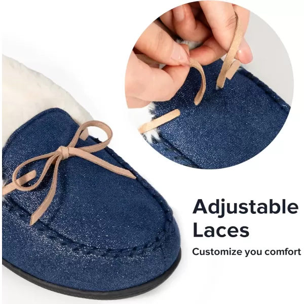 imageRockDove Womens Caroline Glittered Moccasin SlipperNavy Blue