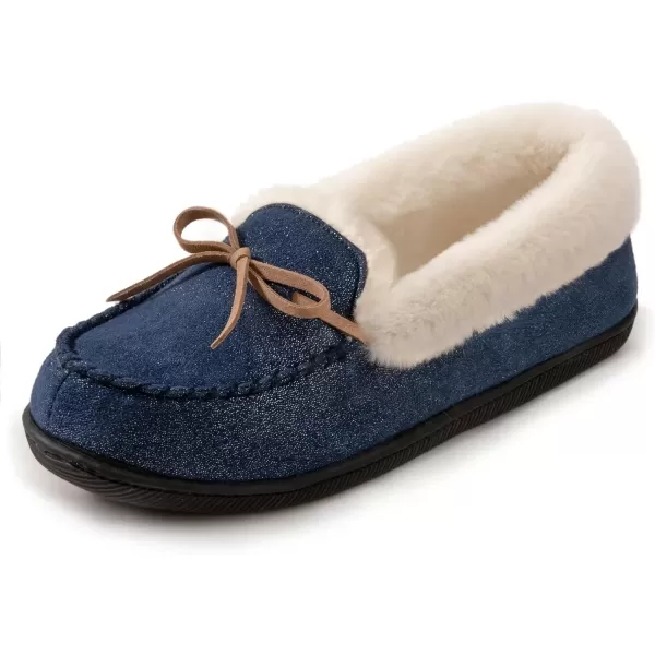 imageRockDove Womens Caroline Glittered Moccasin SlipperNavy Blue