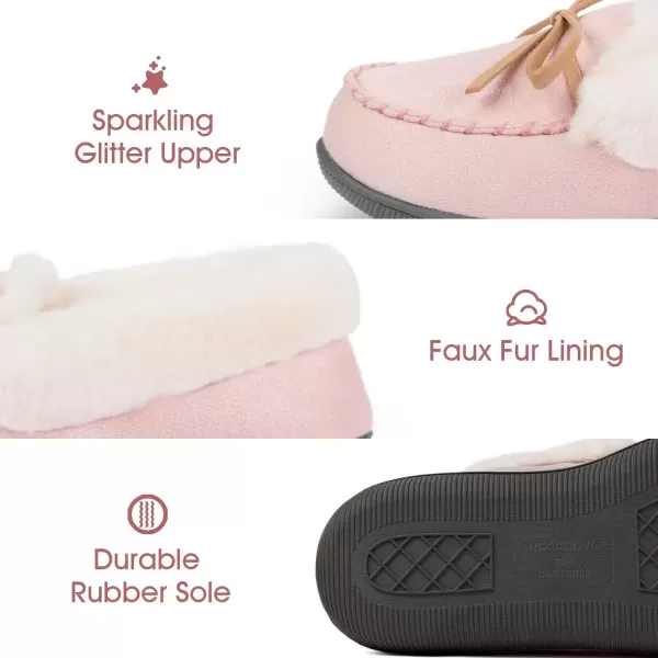 imageRockDove Womens Caroline Glittered Moccasin SlipperPink