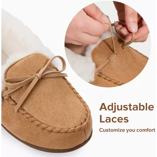 imageRockDove Womens Caroline Glittered Moccasin SlipperTan