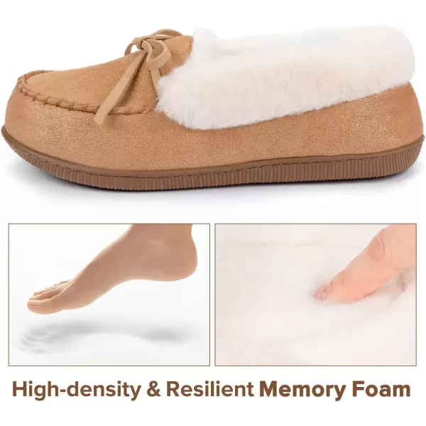 imageRockDove Womens Caroline Glittered Moccasin SlipperTan