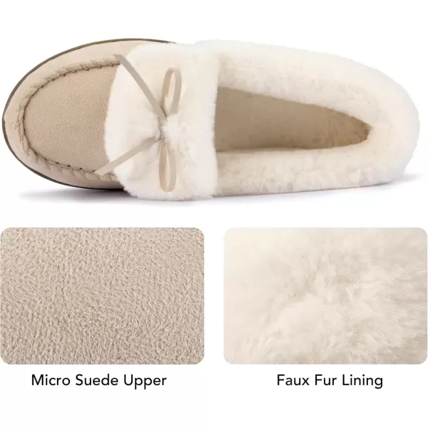 imageRockDove Womens Faux Fur Lined Micro Suede Moccasin SlipperBeige