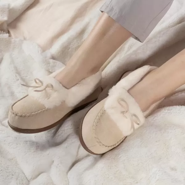 imageRockDove Womens Faux Fur Lined Micro Suede Moccasin SlipperBeige