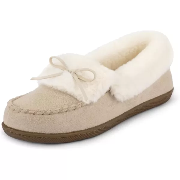 imageRockDove Womens Faux Fur Lined Micro Suede Moccasin SlipperBeige