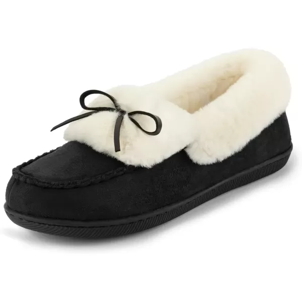 imageRockDove Womens Faux Fur Lined Micro Suede Moccasin SlipperBlack