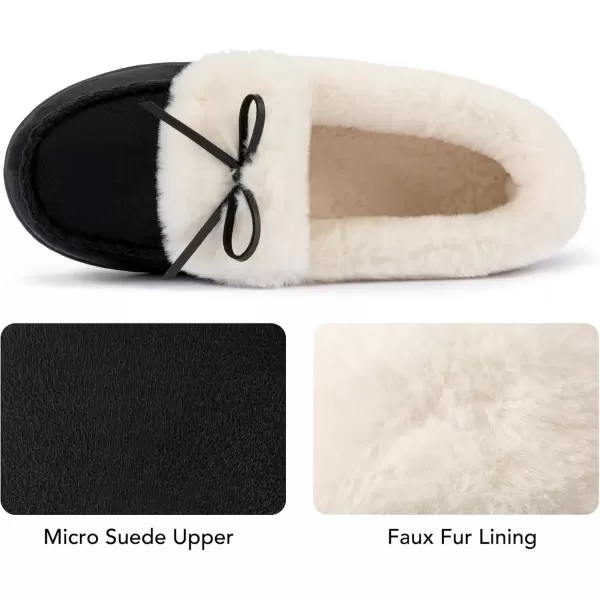 imageRockDove Womens Faux Fur Lined Micro Suede Moccasin SlipperBlack