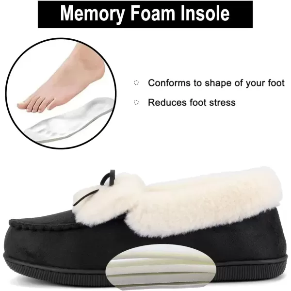 imageRockDove Womens Faux Fur Lined Micro Suede Moccasin SlipperBlack