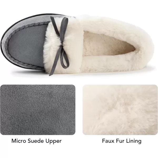 imageRockDove Womens Faux Fur Lined Micro Suede Moccasin SlipperLight Grey