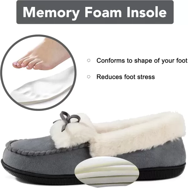 imageRockDove Womens Faux Fur Lined Micro Suede Moccasin SlipperLight Grey
